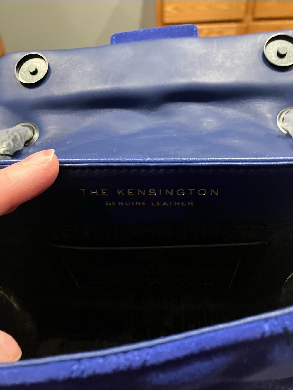 Kurt Geiger Mini Kensington Royal Blue Quilted Chain Crossbody Bag - Picture 6 of 7